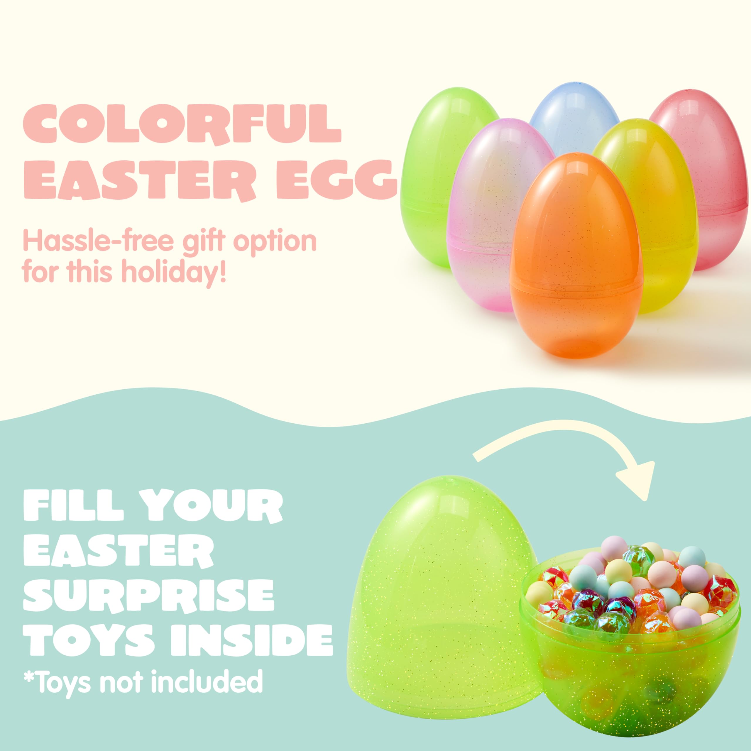 JOYIN 7-inch tall eggs showing secure rotation closure for easy fill