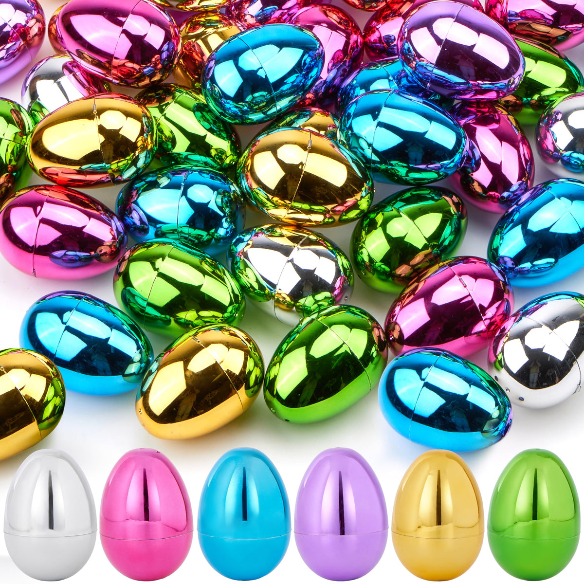 JOYIN 3.15-inch metallic Easter eggs with shiny colors for easy hunts