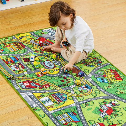 JOYIN City Playmat close-up highlights colorful roads and friendly figures