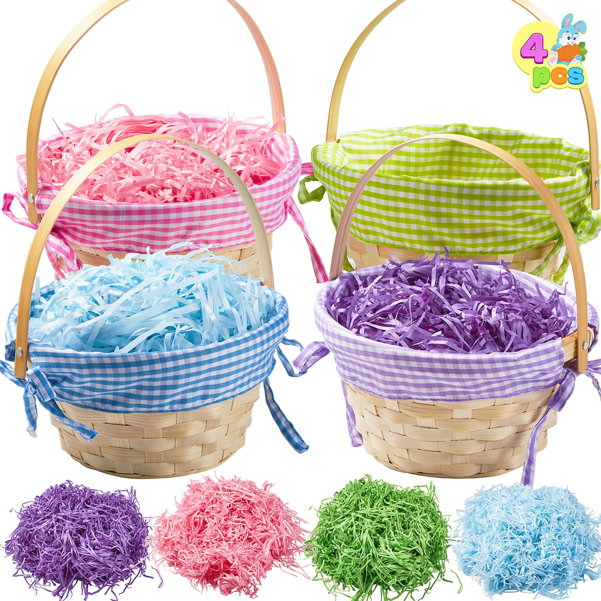 JOYIN Easter basket set with handles for easy carrying during egg hunts.