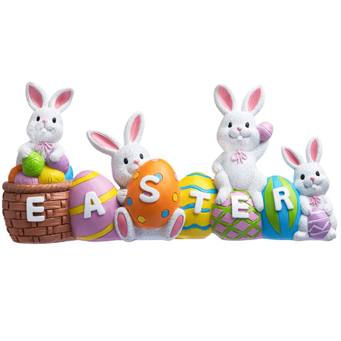 JOYIN Easter bunny table decor with four rabbits and egg centerpiece for festive tables