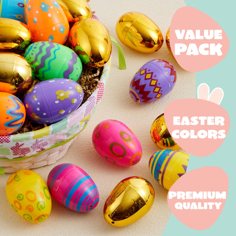 JOYIN Easter egg hinge design keeps tops and bottoms securely joined