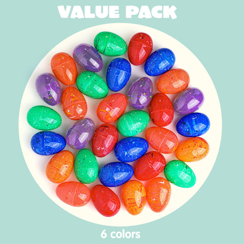 JOYIN Easter egg hunt setup with iridescent eggs
