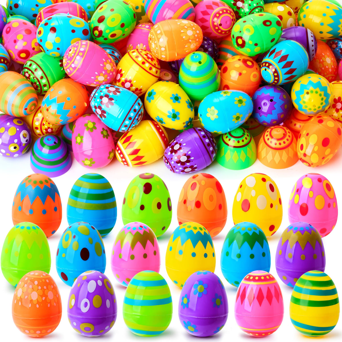 JOYIN Easter eggs with blue printed designs for vibrant hunts