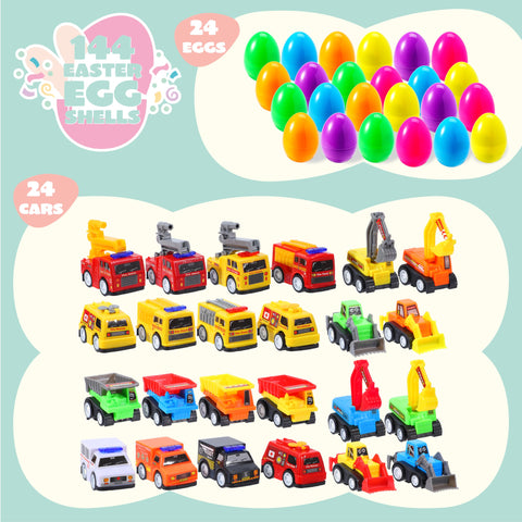 JOYIN easter eggs with cars inside showcase colorful contents for party favors.