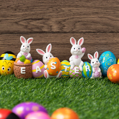 JOYIN four-rabbit Easter figure adds seasonal charm to desks and shelves