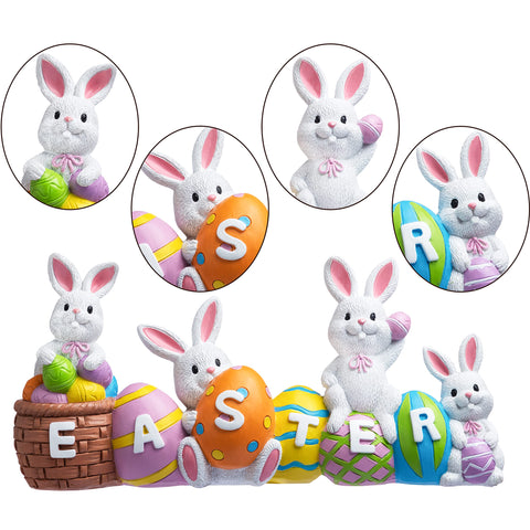 JOYIN Easter resin centerpiece with four rabbits elevates dining or coffee tables