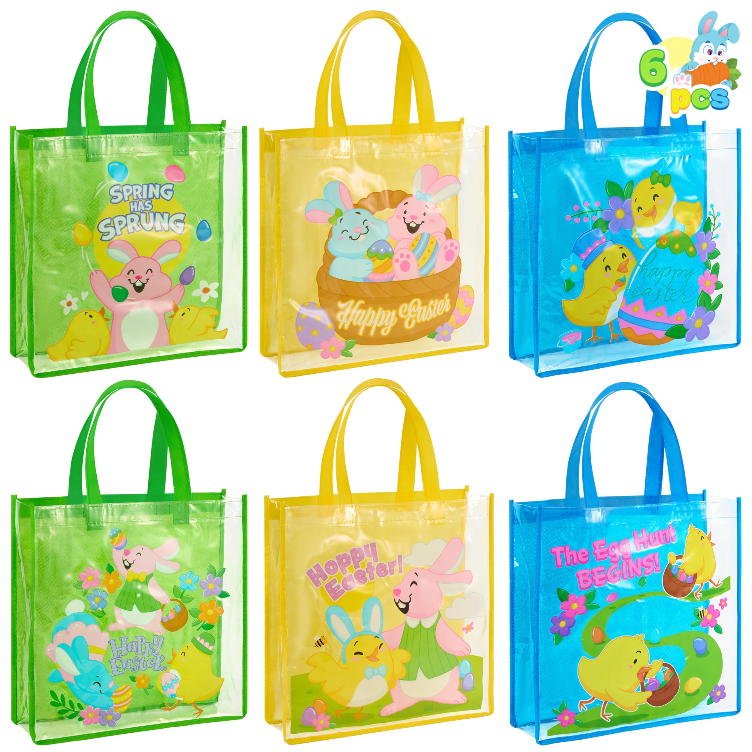 JOYIN Easter tote bags collection with six reusable designs for egg hunts and gifts