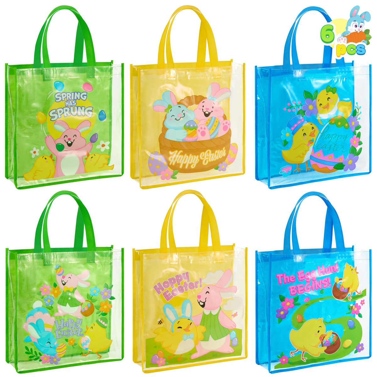 JOYIN Easter tote bags collection with six reusable designs for egg hunts and gifts