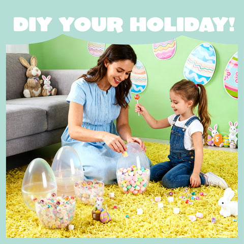 JOYIN fillable eggs hold candy or small gifts inside the transparent shells.