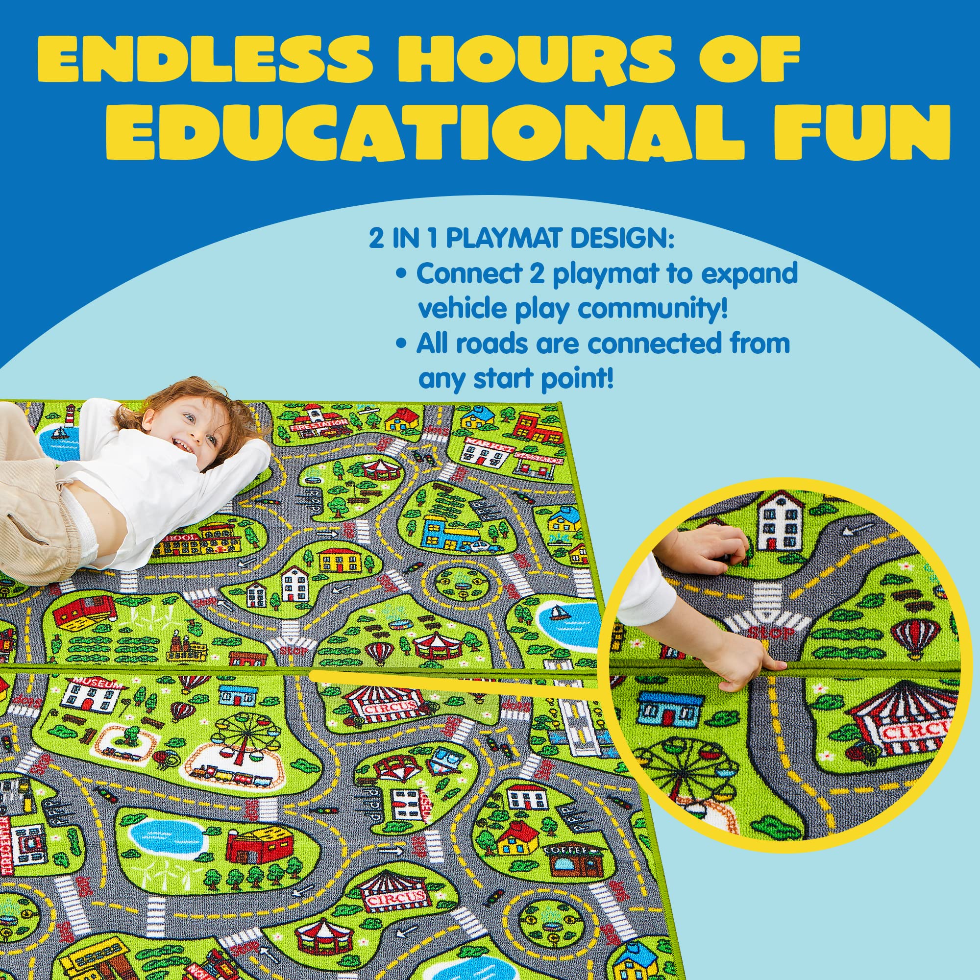 JOYIN Kids Play Rug City Life airport scene sparks travel adventures and narratives.
