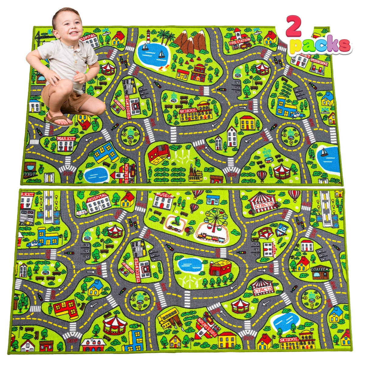 JOYIN Kids Play Rug City Life hospital scene encourages imaginative play and storytelling.