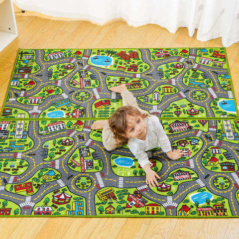 JOYIN Kids Play Rug features non-slip latex backing for safer play.