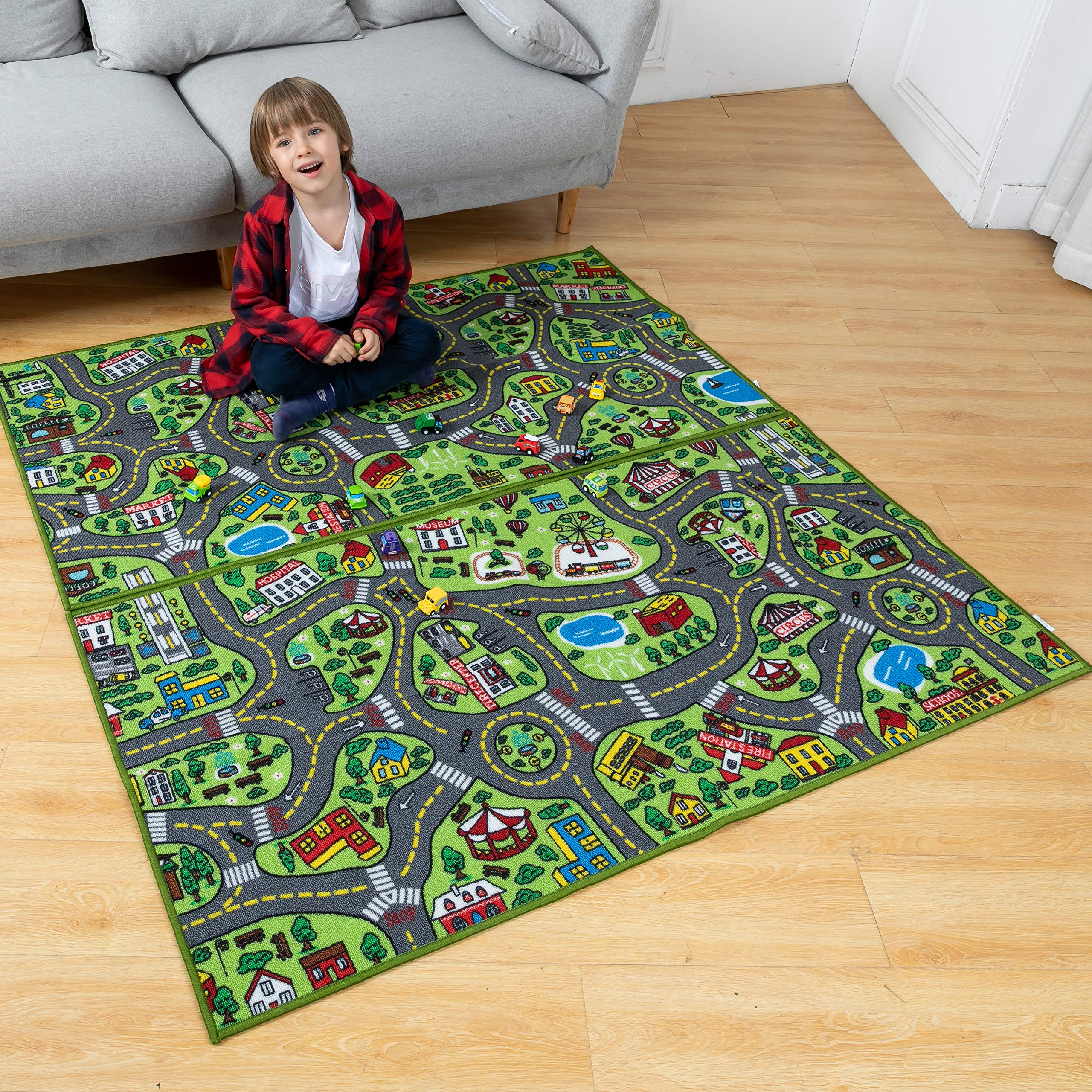 JOYIN Kids Play Rug set includes two mats for expanded city exploration.