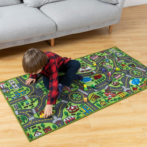 JOYIN Kids Play Rugs Toddler-car-track encourages safe, age-appropriate play for kids 36 months and up.