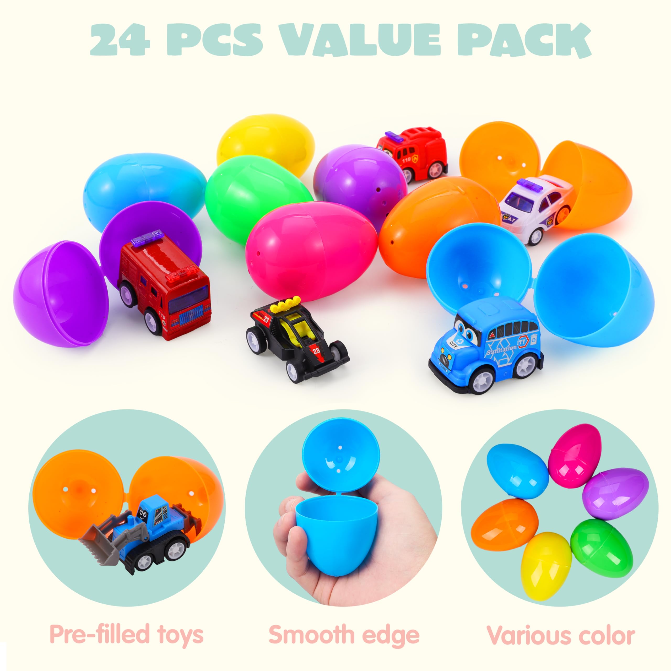 JOYIN party favors add excitement with prefilled eggs and action cars.