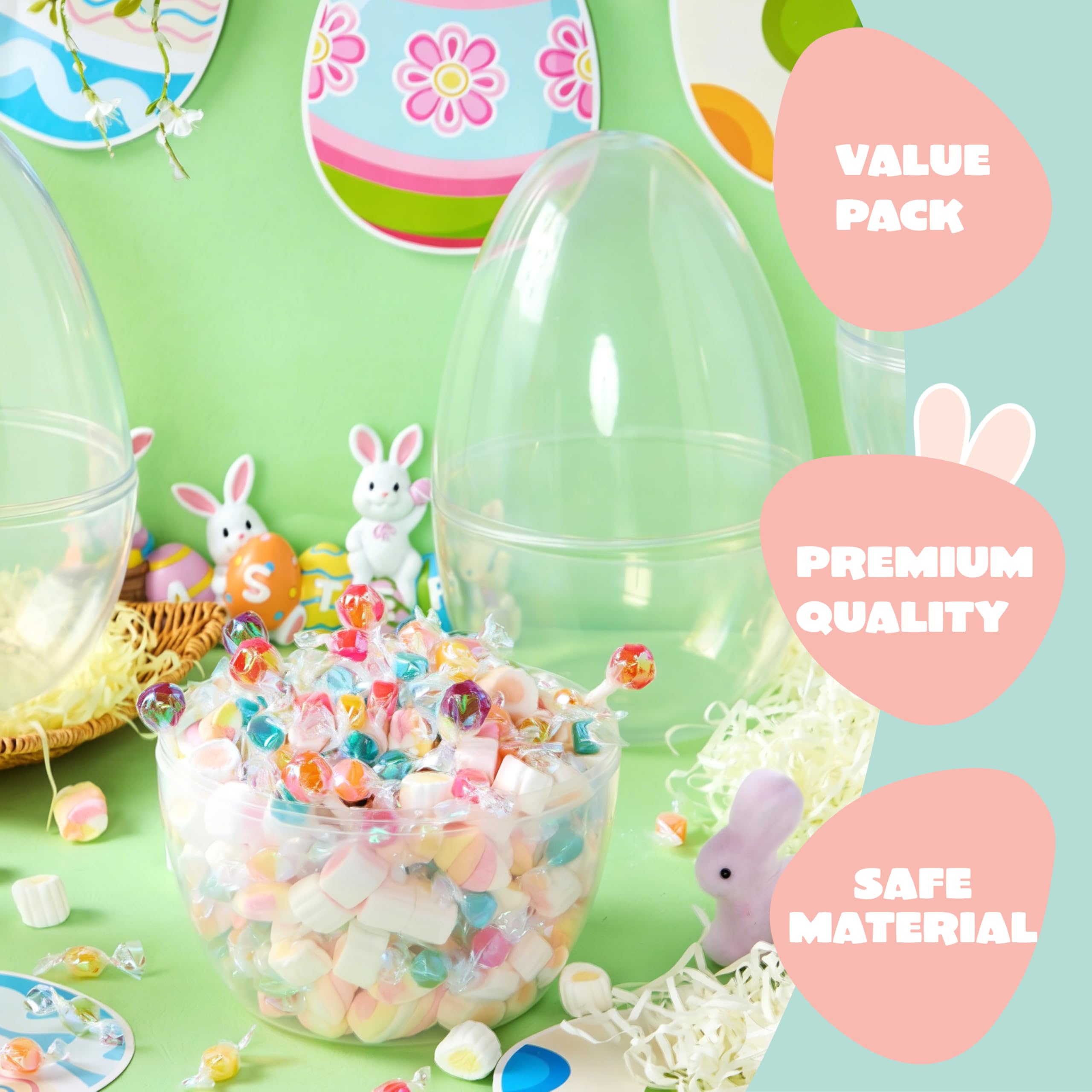JOYIN translucent jumbo eggs showcase candy inside, enhancing display appeal.