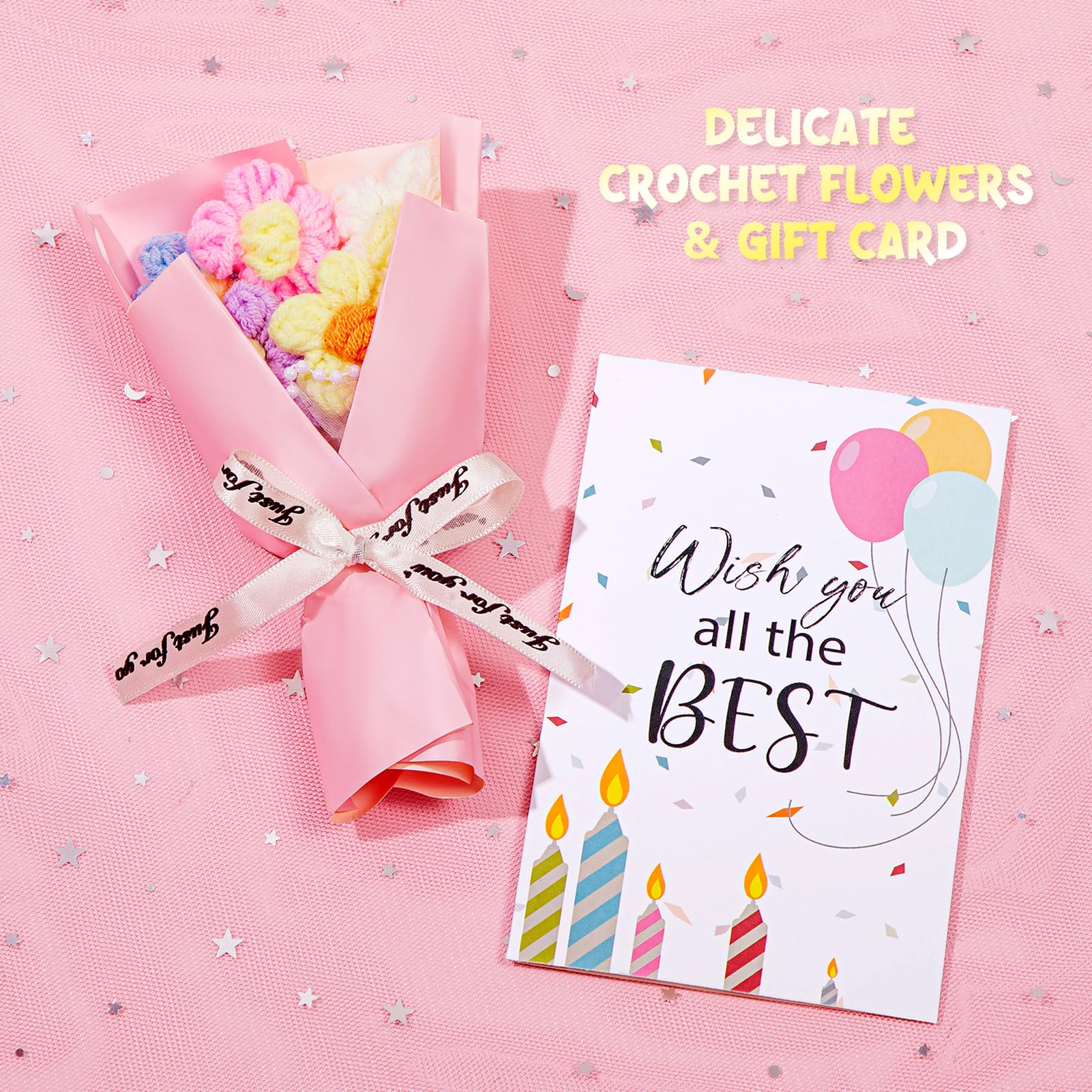 Joyliss birthday card and crochet flower, adds personal touch