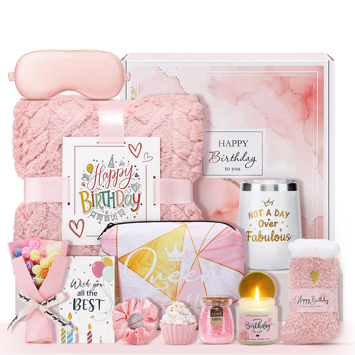 Joyliss birthday gifts box rose front view, a thoughtful self-care surprise