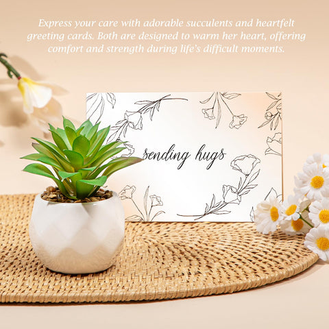 Joyliss faux succulent and keychain add a thoughtful touch.