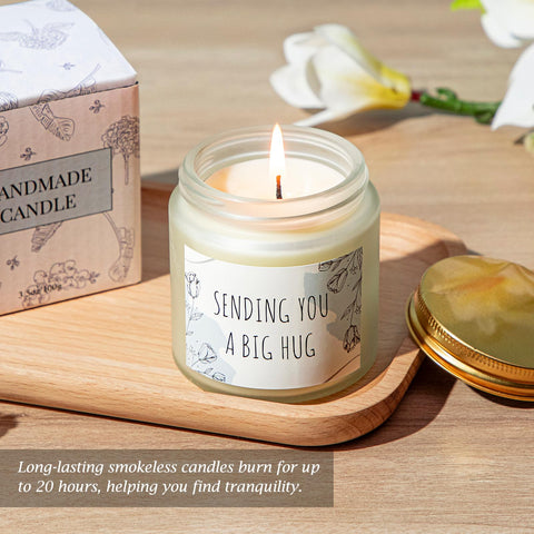 Joyliss scented candle creates a calming atmosphere for reflection.
