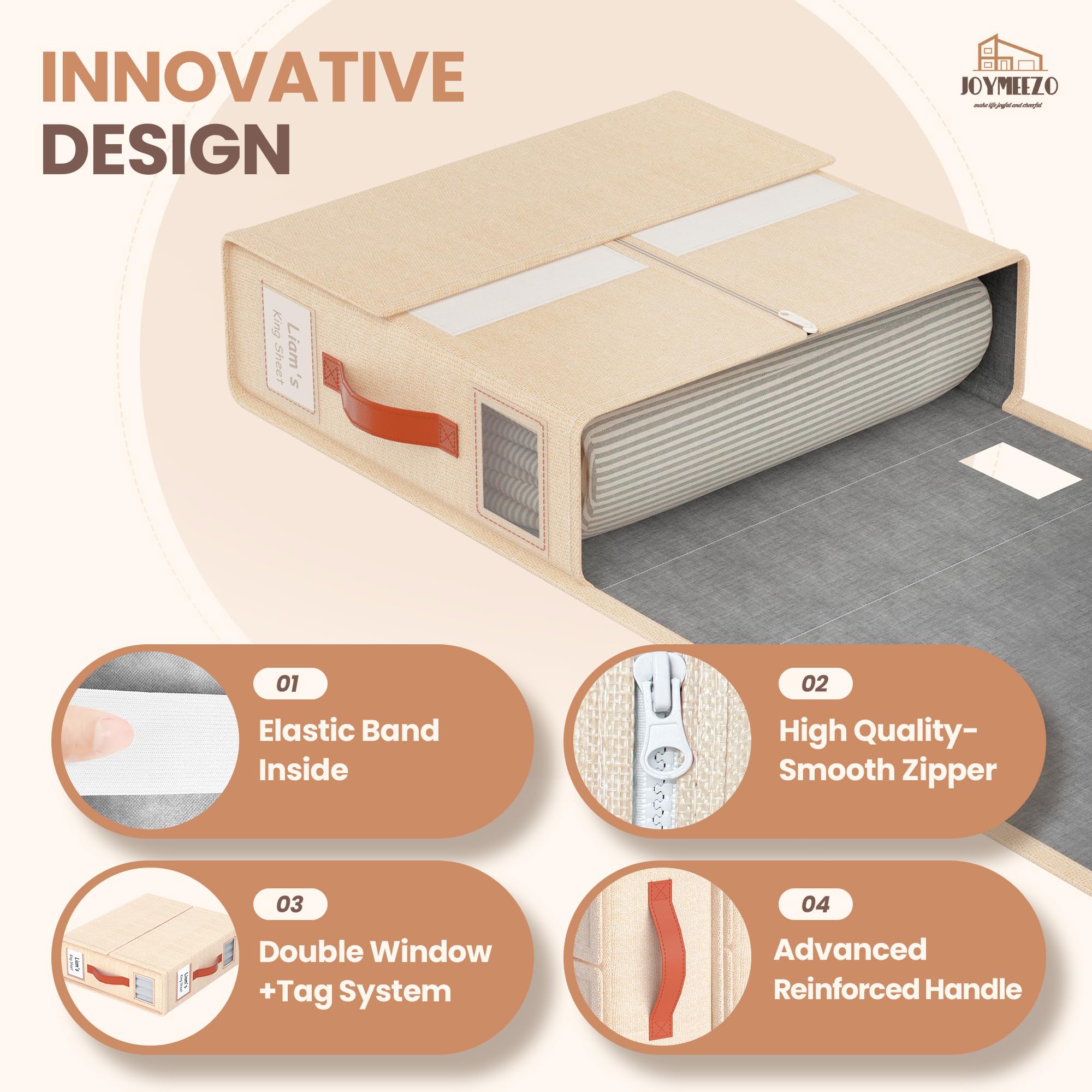 Joymeezo linen fabric and honeycomb board offer durable, breathable storage.