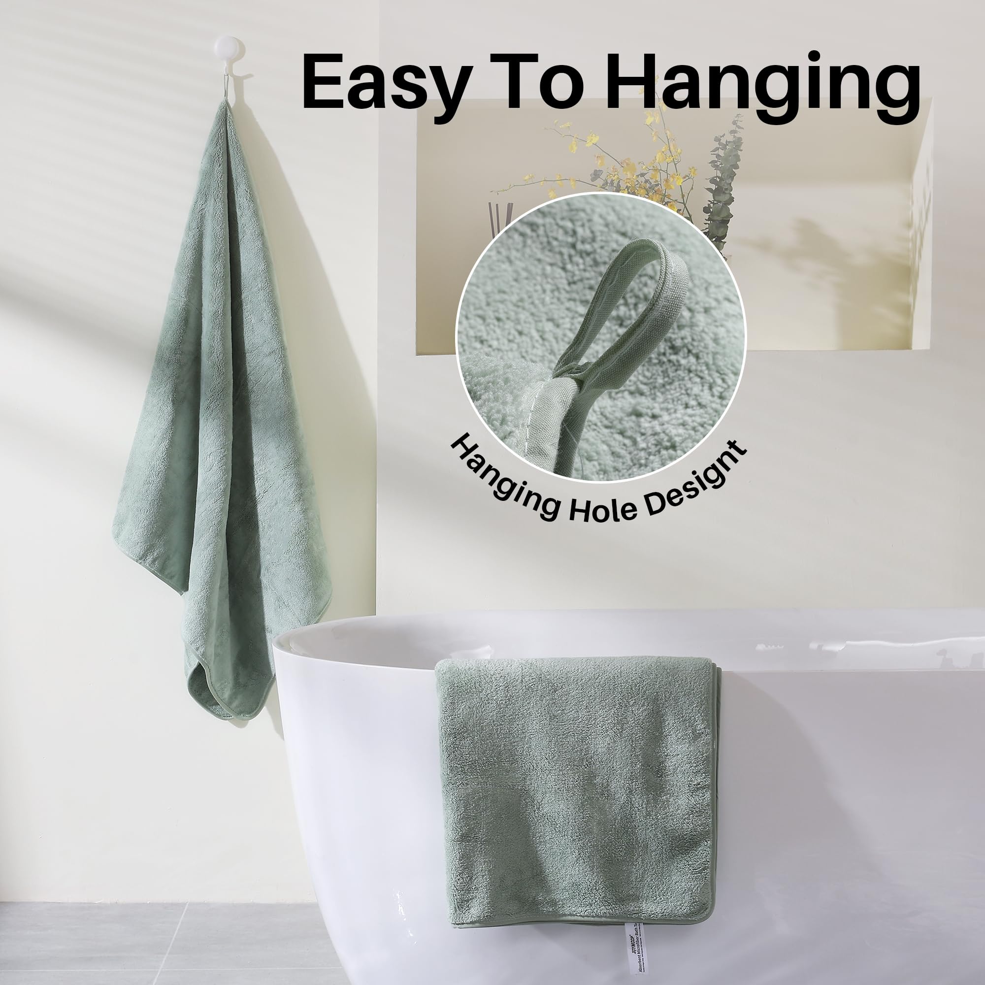 JOYMOOP bath towels color green adds decorative bathroom style.