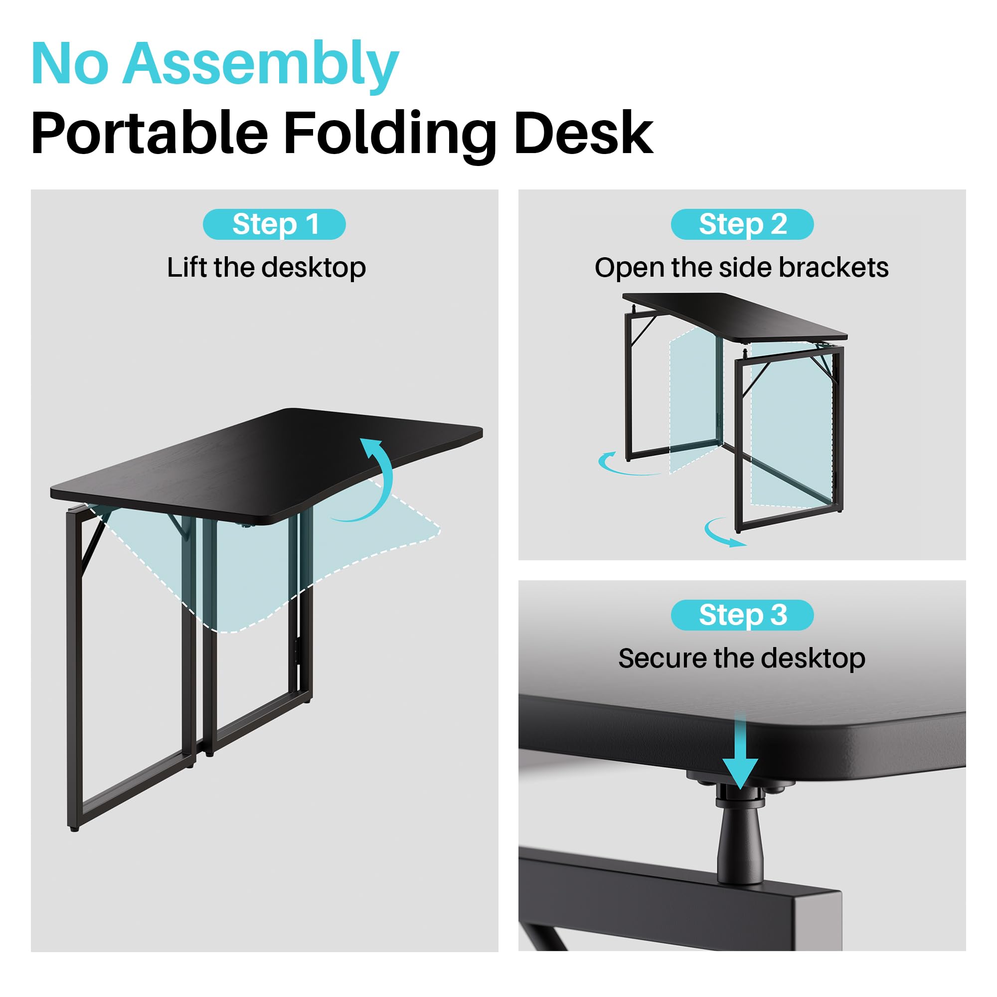 Joymoop folding desk lightweight at 14.55 pounds for easy transport