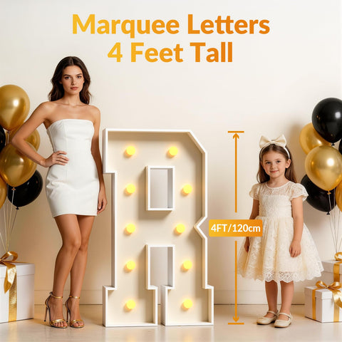 JoyMuse light-up prom letters 4ft support flexible layouts for events.