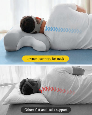 Joynox CPAP pillow front view highlighting large form for bigger-framed users.