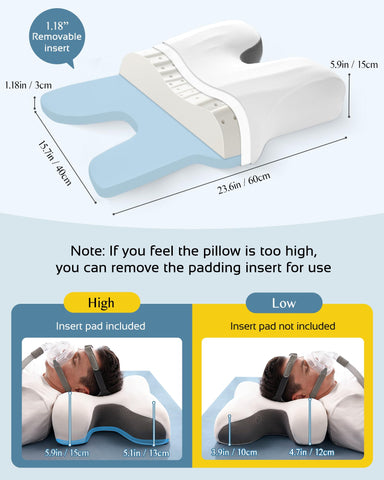 Joynox CPAP pillow neck support improves alignment during sleep.