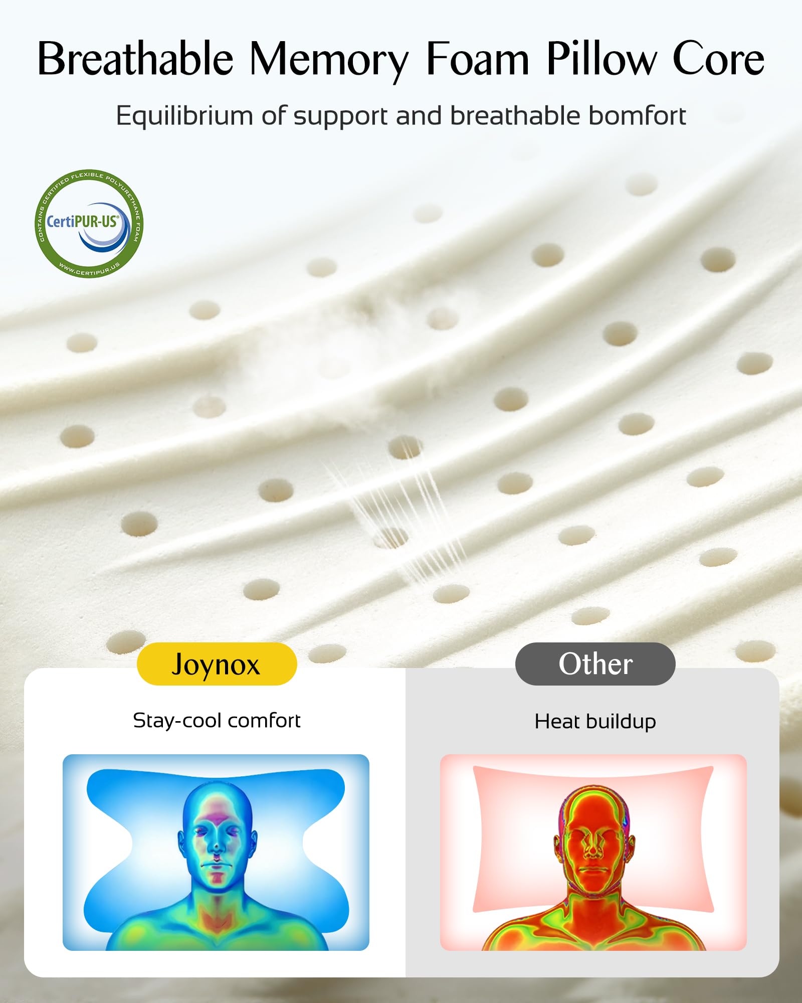 Joynox OEKO-TEX certified pillowcase on cooling fabric.