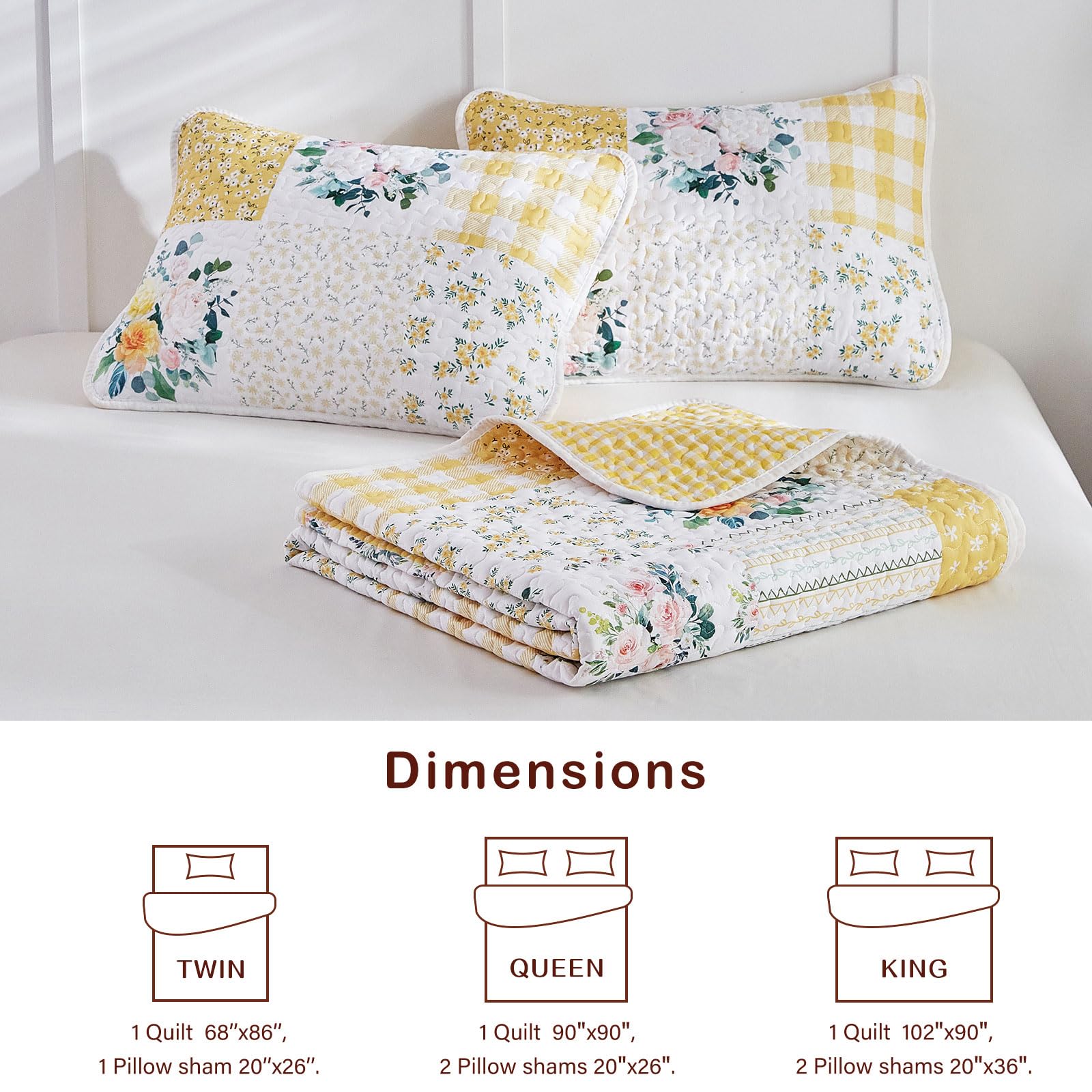 Joyreap care-ready quilt and sham suitable for machine washing