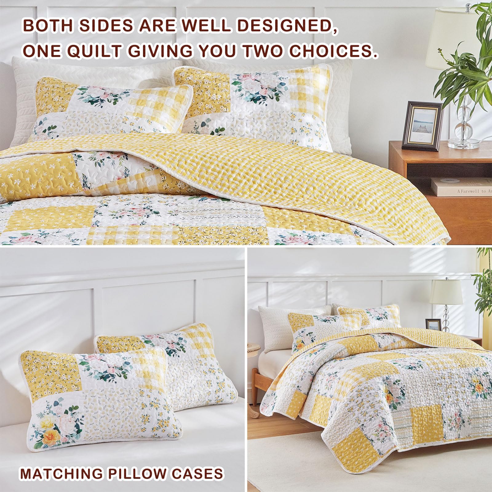 Joyreap easy-care quilt and shams machine washable.