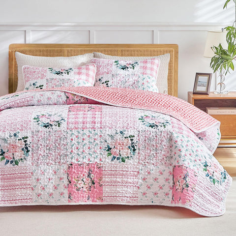 Joyreap floral patchwork quilt queen reverse grid design.