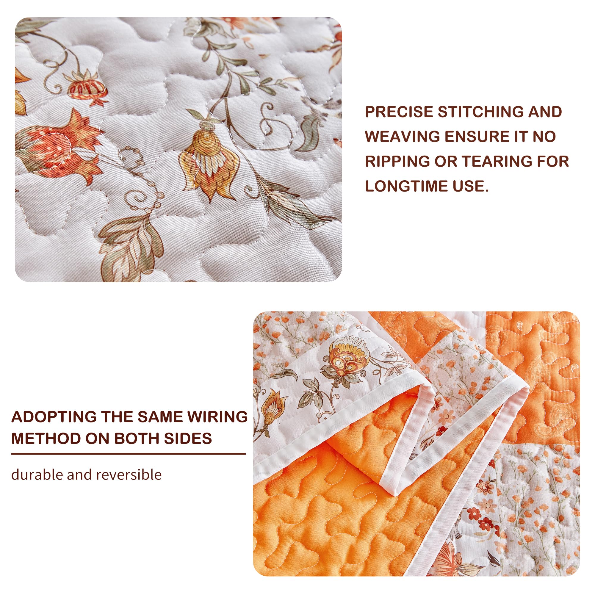 Joyreap quilt with shams arranged for coordinated queen bed