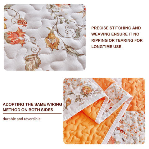 Joyreap quilt with shams arranged for coordinated queen bed