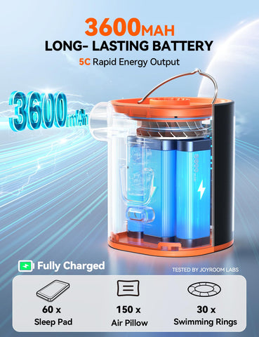 JOYROOM air pump with camping light at dusk for visibility