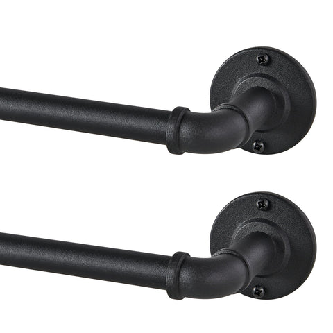JoyUltra industrial curtain rod pair with wrap-around design for full window coverage.