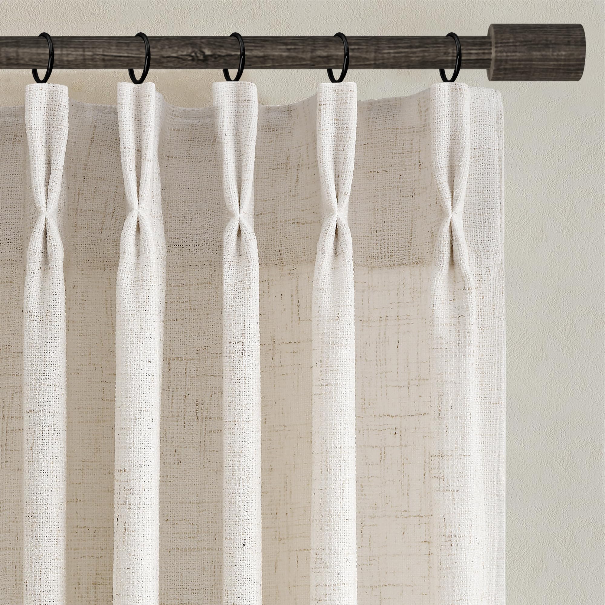 Joywell pinch-pleated linen curtains in ivory cream filter natural light softly for cozy spaces