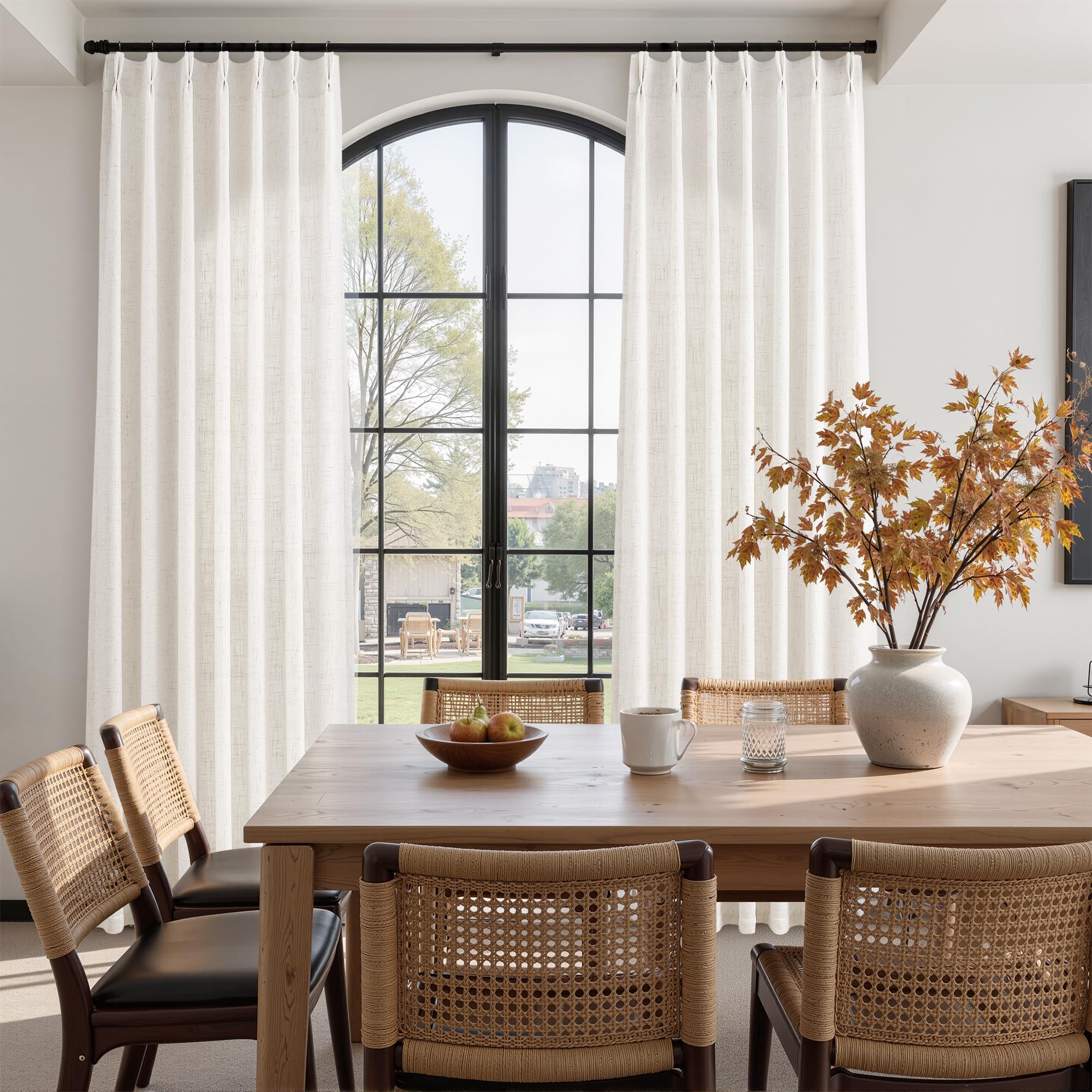 Joywell linen-blend curtains shield interior views while preserving a bright atmosphere