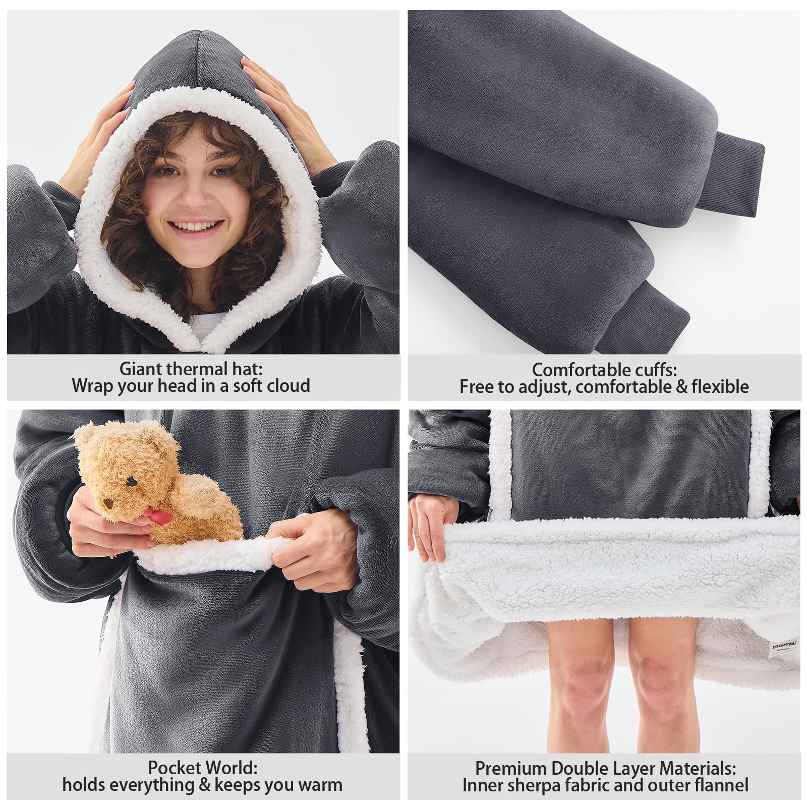 JOYWOO travel-friendly blanket hoodie compact for trips