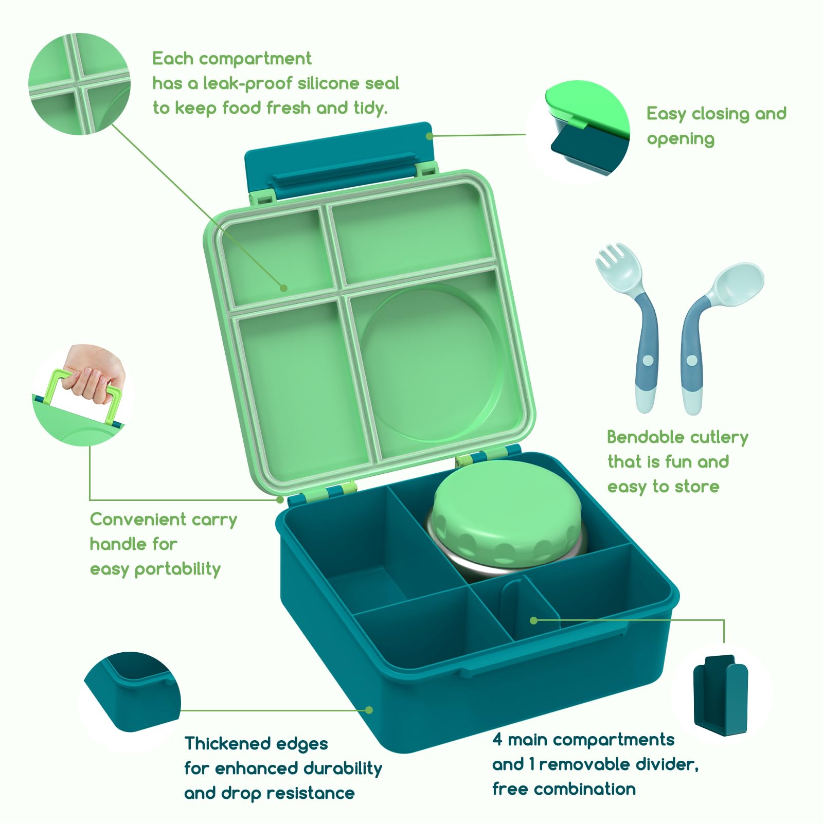 JoyYum bento box kids four compartments for organized meals