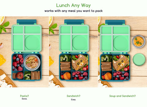JoyYum bento box kids silicone-seal lid blocks odors across compartments