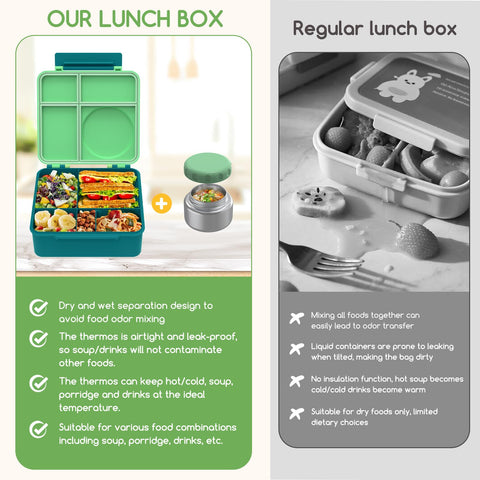 JoyYum kids bento box includes spoon and fork for on-the-go meals