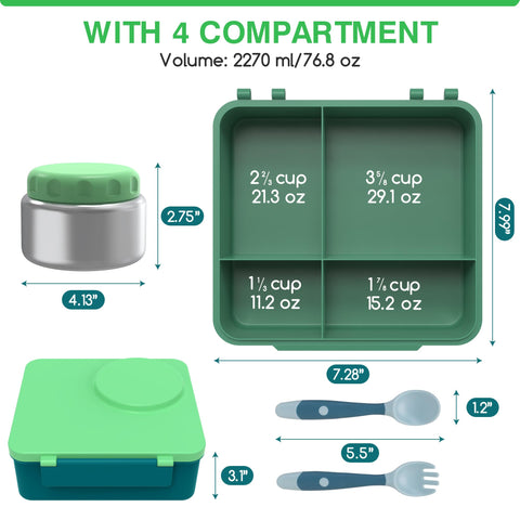 JoyYum bento box kids with thermos insert preserves hot and cold foods