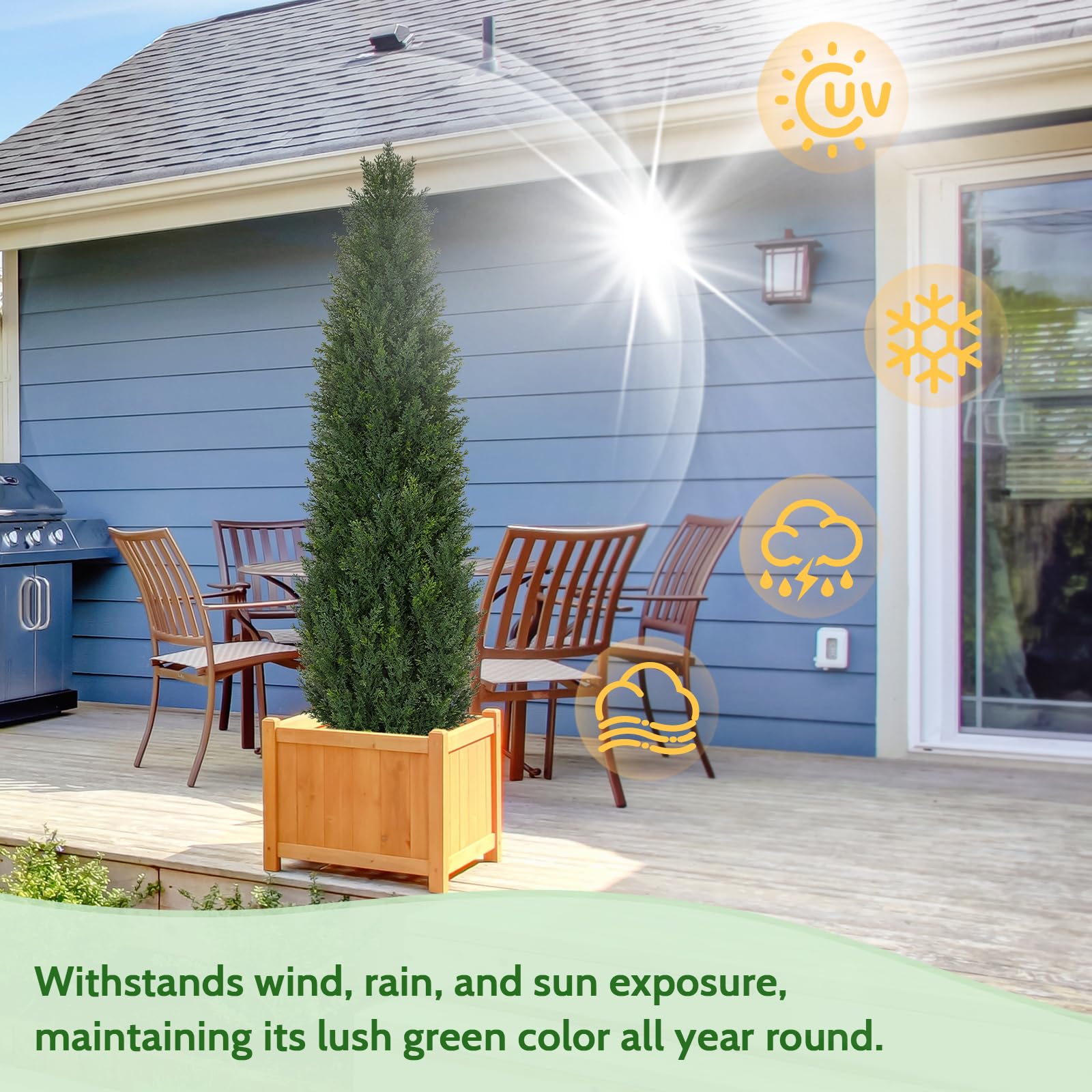 jozhenju cedar topiary heavy pot provides stable, weather-ready support.