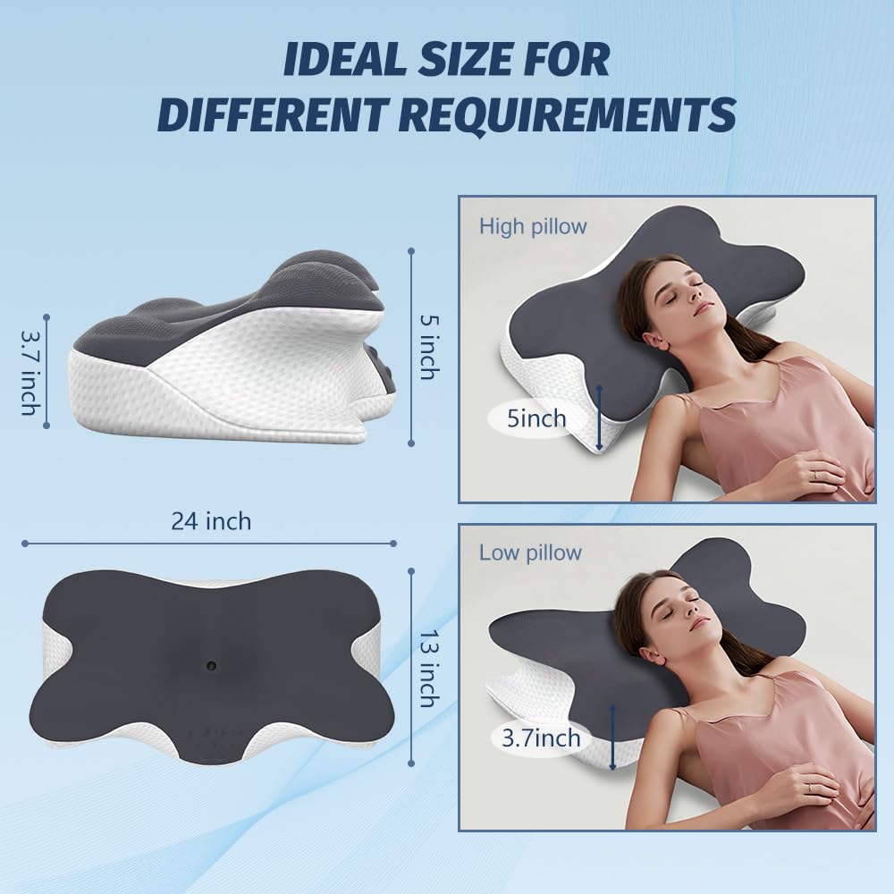 Jpoht cervical neck pillow with six zones for targeted neck and shoulder relief