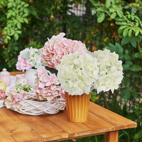 JPSOR bouquet assembly idea using hydrangea heads and stems