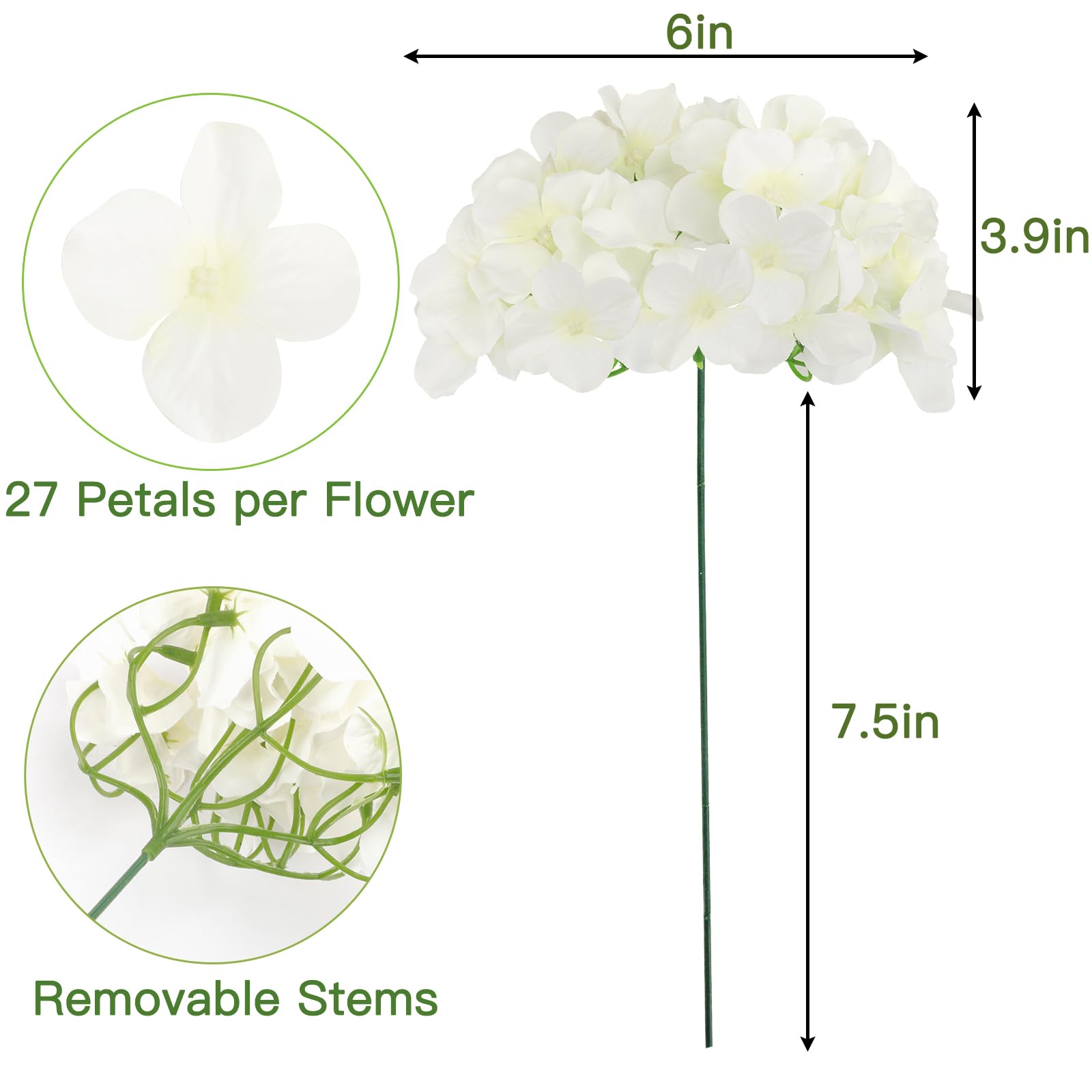JPSOR wedding centerpiece featuring white hydrangea heads